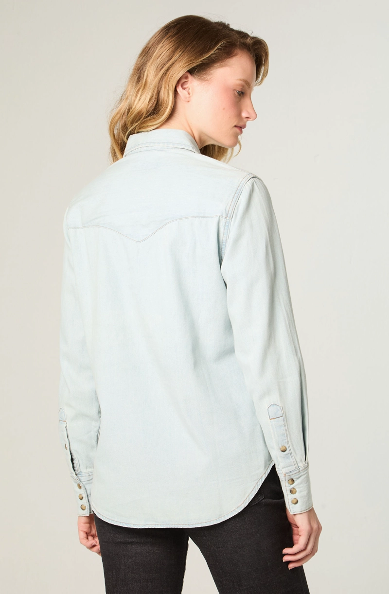 CAMISA MUJER WESTERN SHIRT DENIM REGULAR FIT CELESTE - 4