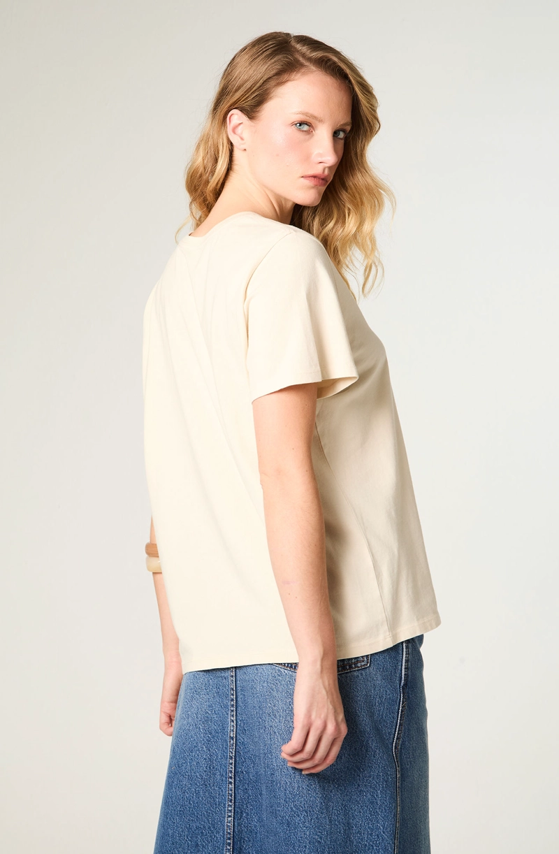 POLERA MUJER RINGER TEE REGULAR FIT BLANCO - 1