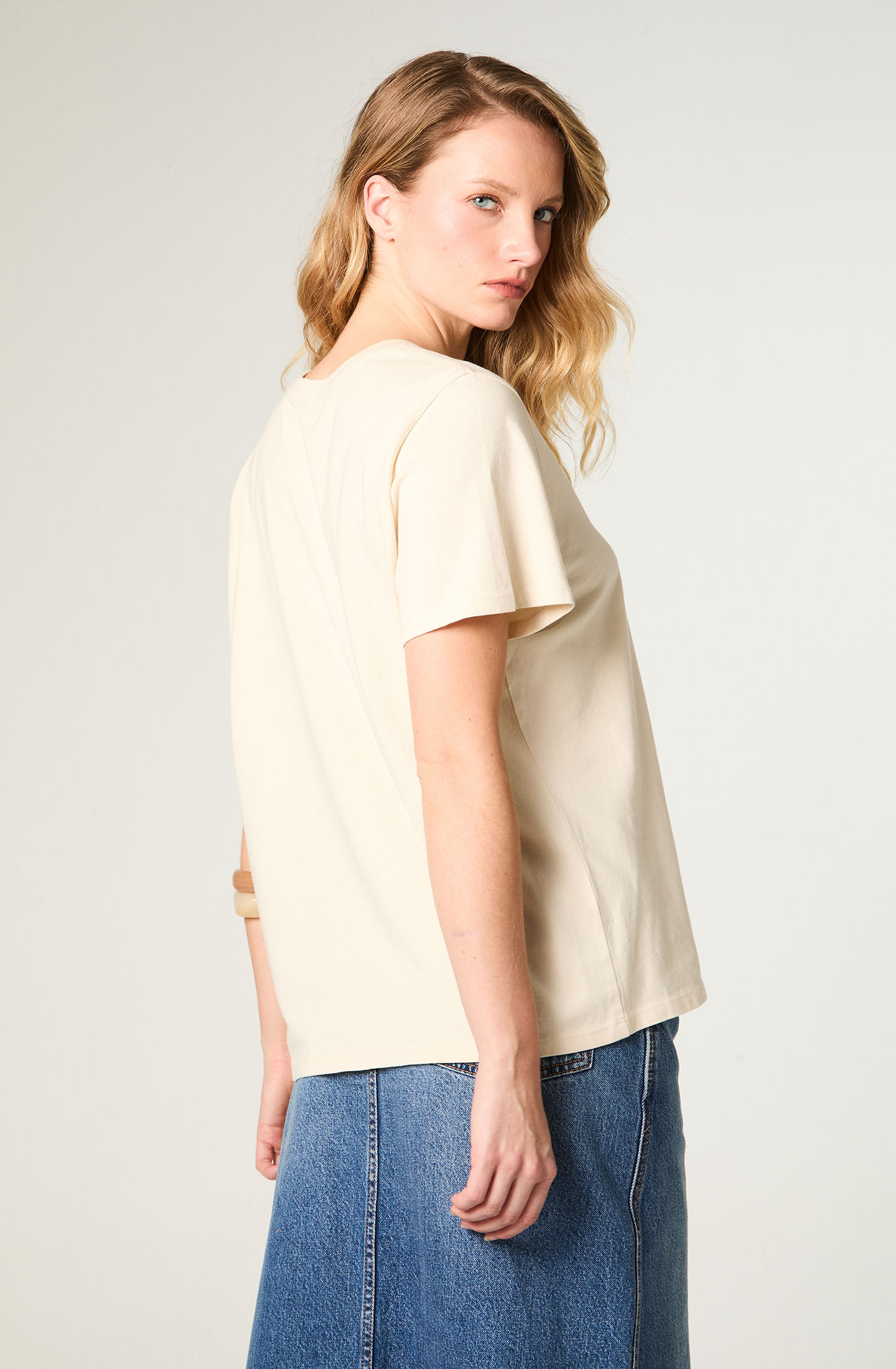 POLERA MUJER RINGER TEE REGULAR FIT BLANCO - 1