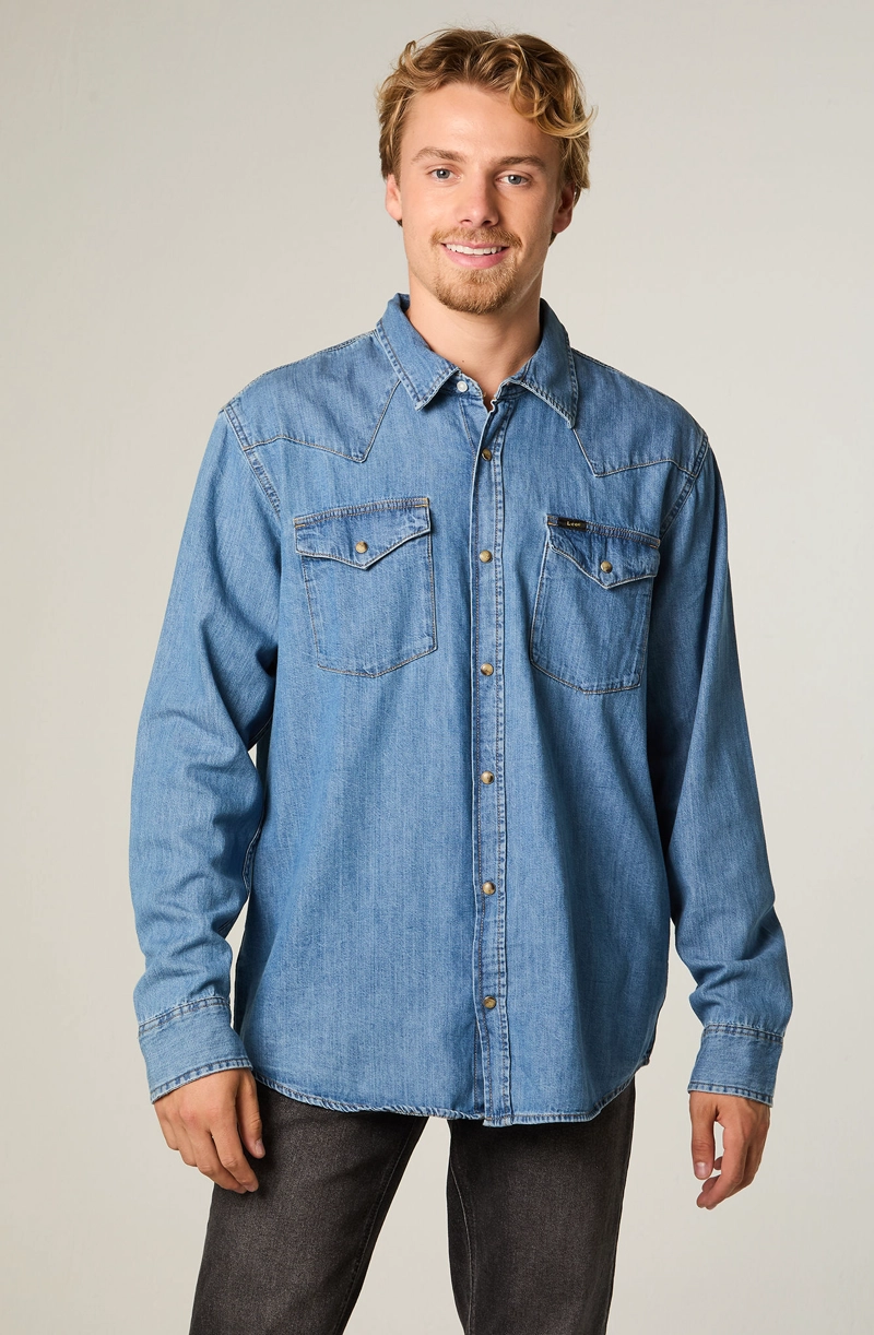 CAMISA  HOMBRE REGULAR AZUL WESTERN - 1