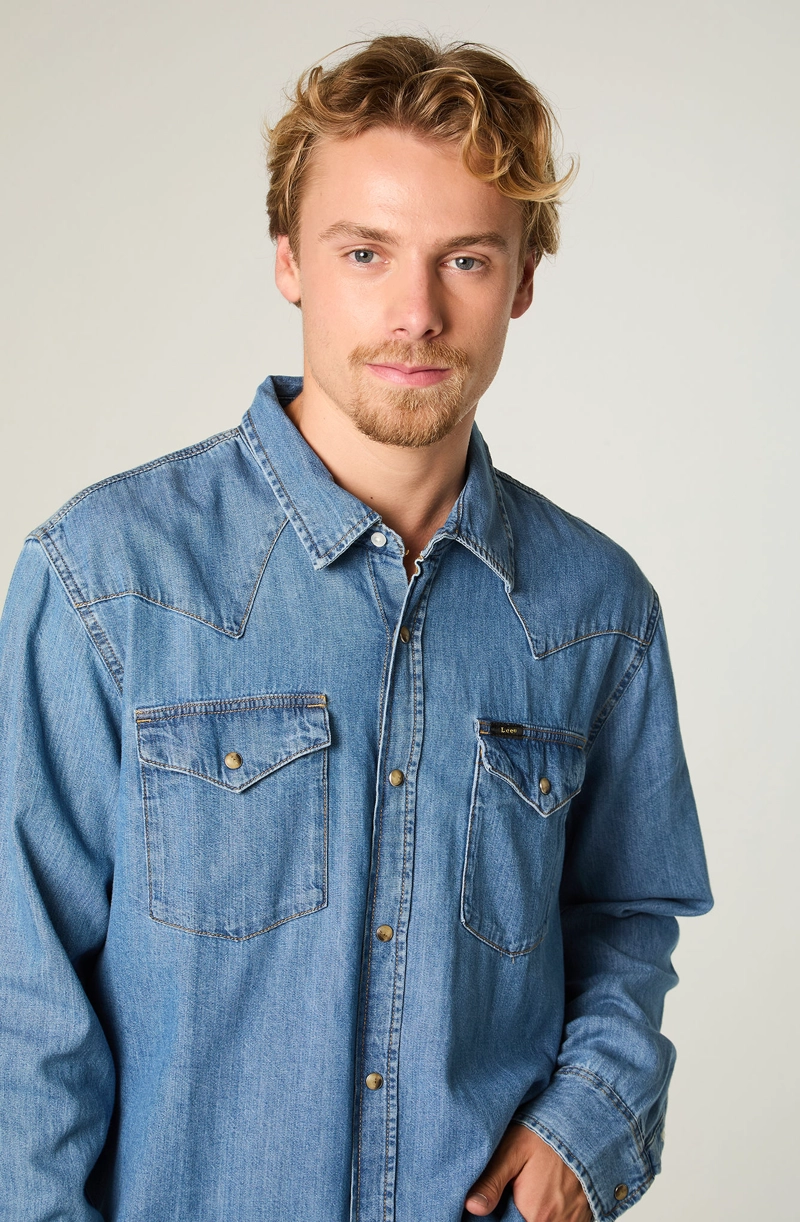CAMISA  HOMBRE REGULAR AZUL WESTERN - 3