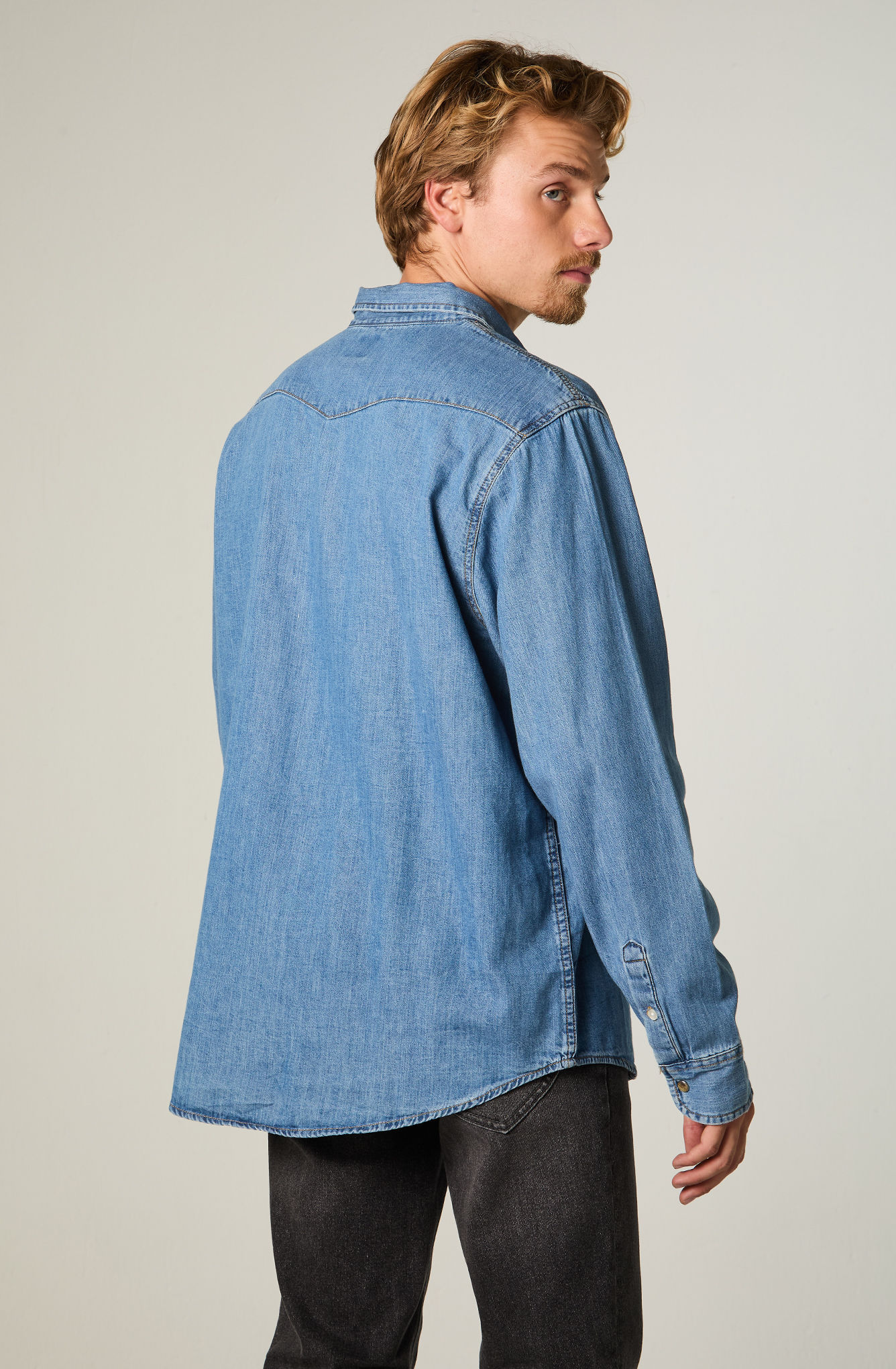 CAMISA  HOMBRE REGULAR AZUL WESTERN - 4