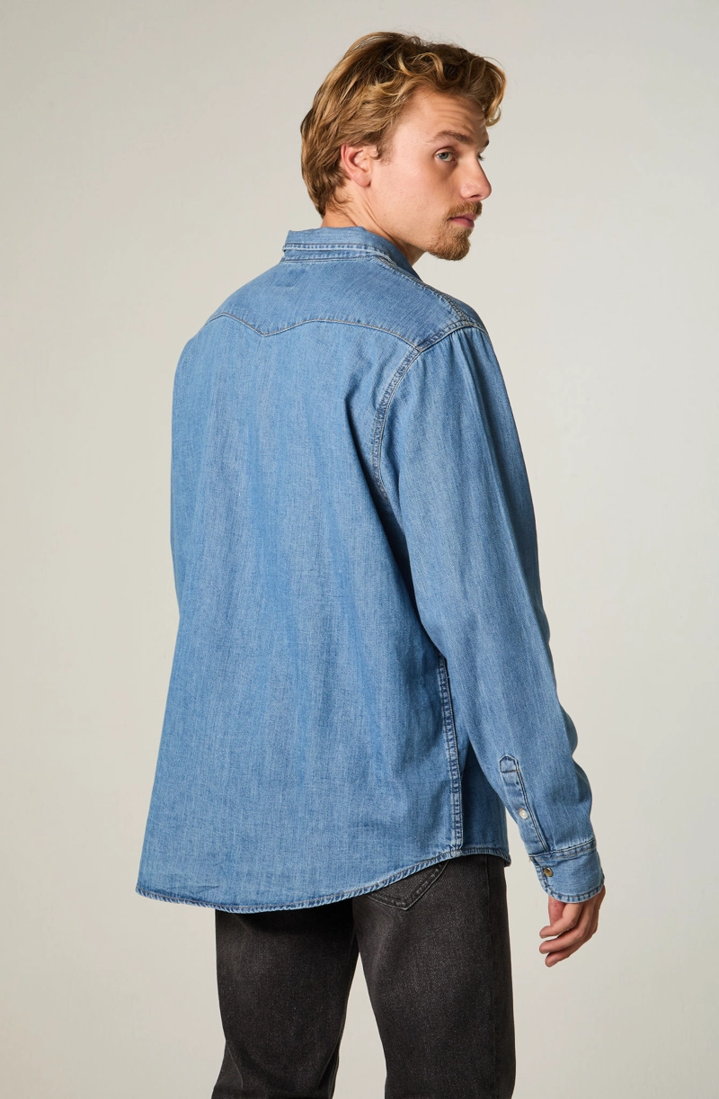 CAMISA  HOMBRE REGULAR AZUL WESTERN - 4