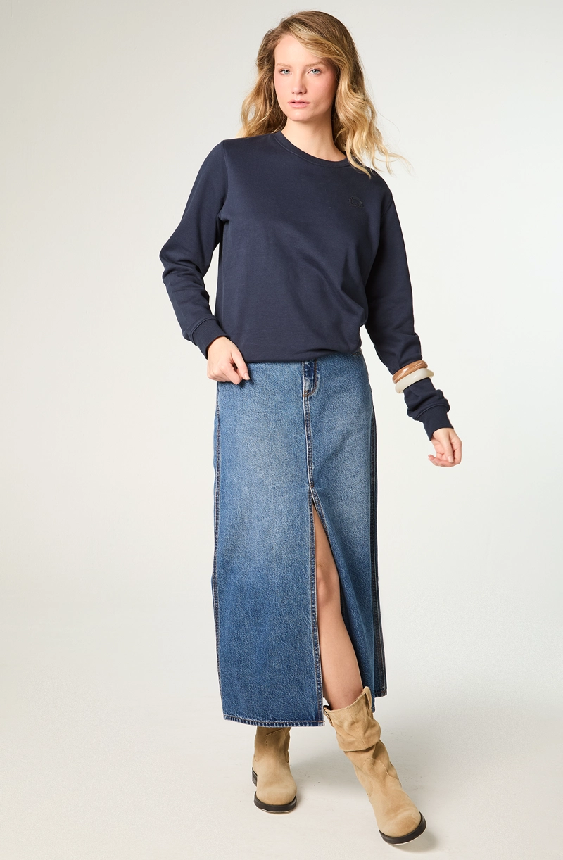 FALDA MUJER DENIM MAXI SKIRT REGULAR FIT LONG AZUL - 2