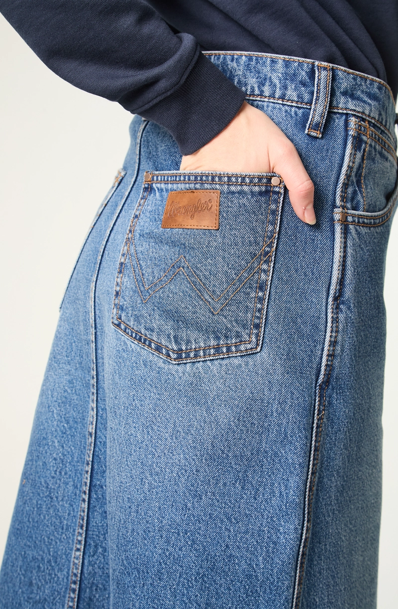 FALDA MUJER DENIM MAXI SKIRT REGULAR FIT LONG AZUL - 5