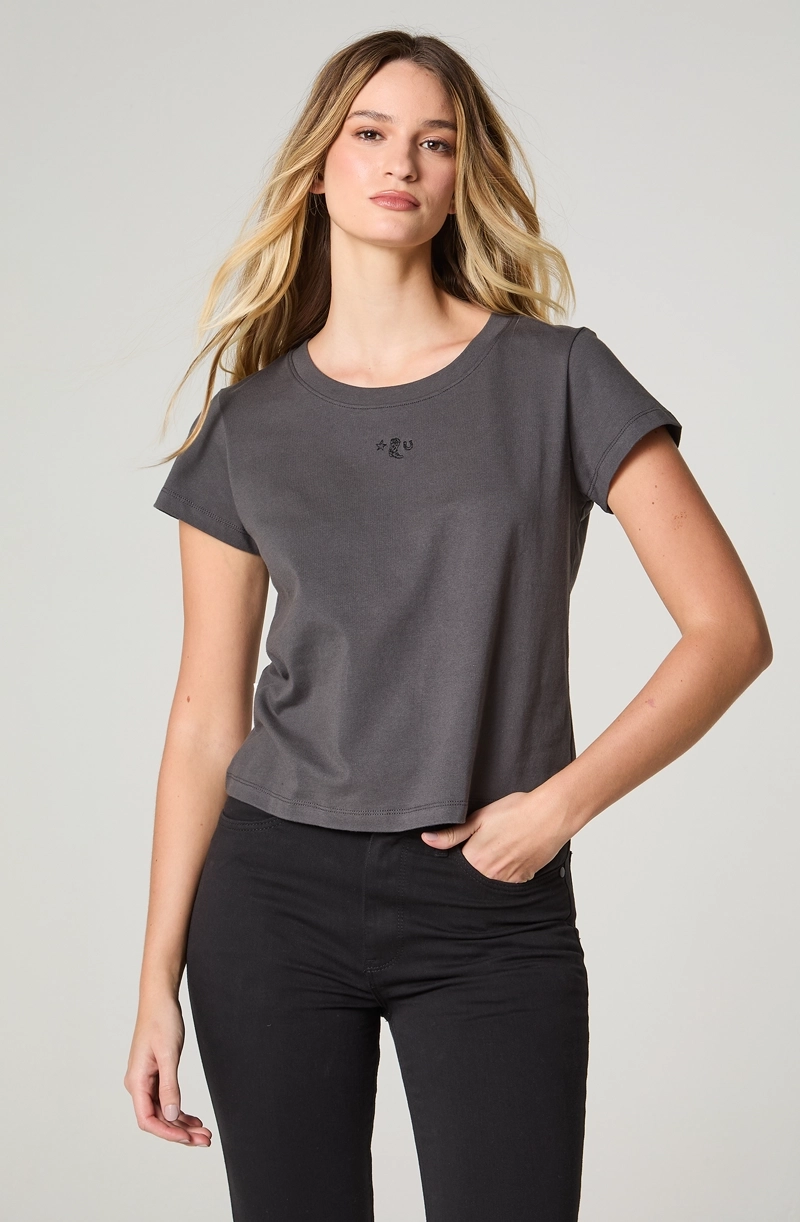 POLERA MUJER CROP MANGA CORTA REGULAR FIT 100% COTTON - 2