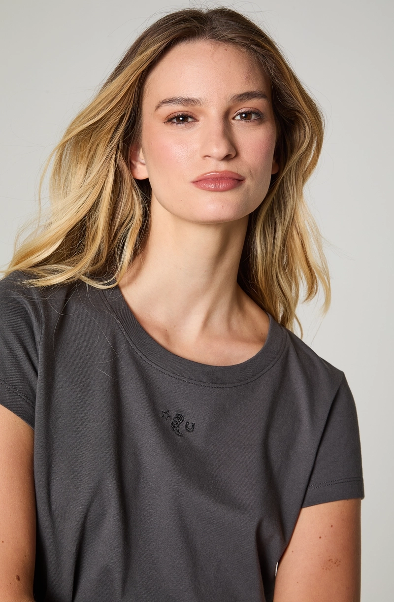 POLERA MUJER CROP MANGA CORTA REGULAR FIT 100% COTTON - 3