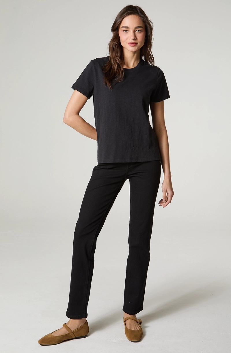 POLERA MUJER MANGA CORTA SLUB REGULAR  FIT BASIC - 1