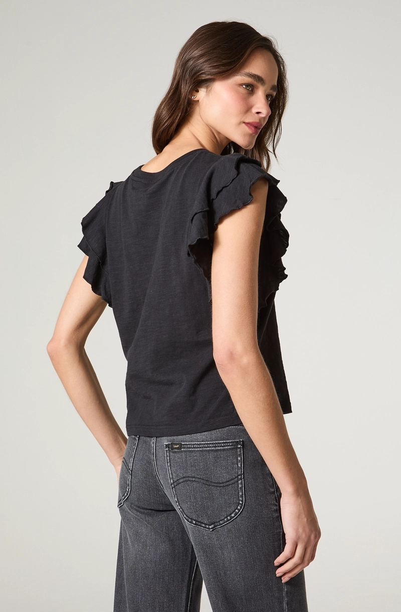POLERA MUJER MANGA CORTA CON VUELOS REGULAR  FIT VUELOS EN MANGA - 4