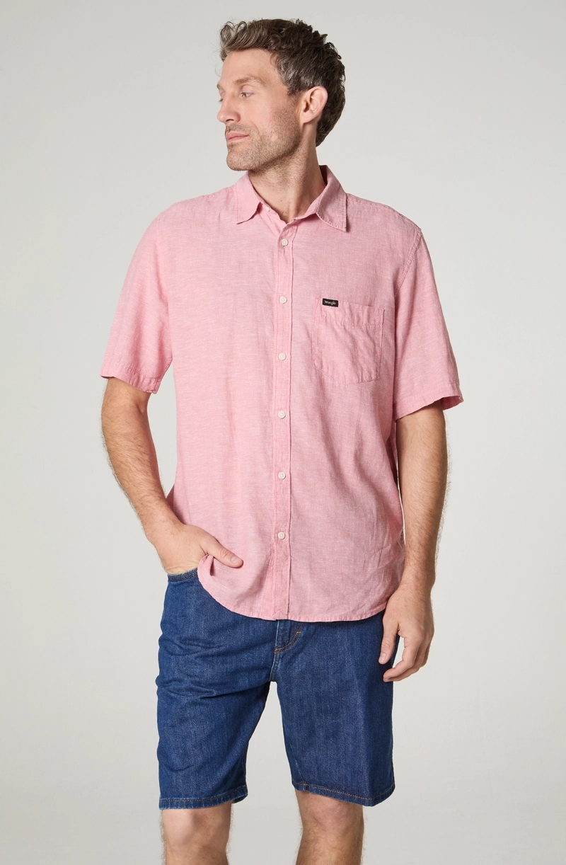 CAMISA HOMBRE MANGA CORTA LINO 1 BOLSILLO REGULAR FIT - 2