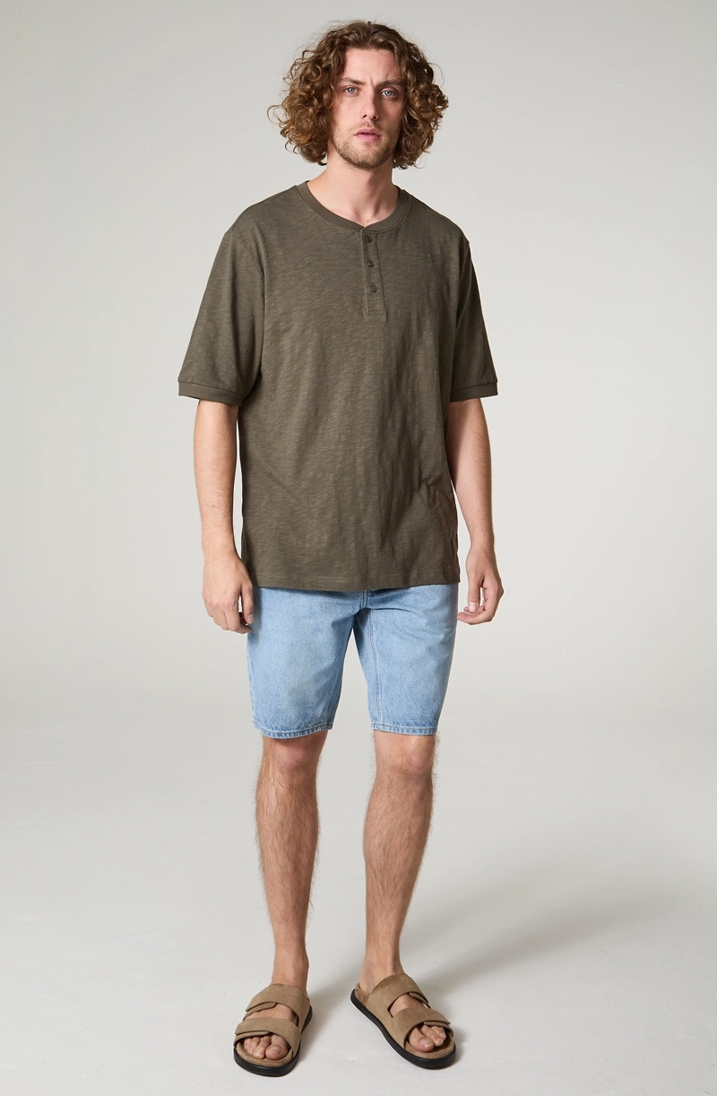 POLERA HOMBRE MANGA CORTA  HENLEY REGULAR  FIT BOTONES - 1