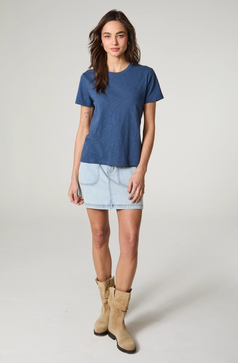 POLERA MUJER MANGA CORTA SLUB REGULAR  FIT BASIC - 1