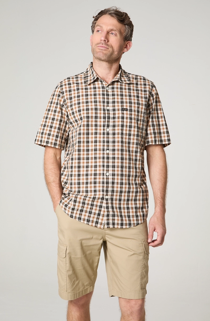 CAMISA  MANGA CORTA CON DISEÑO CUADROS 1 BOLSILLO - 2