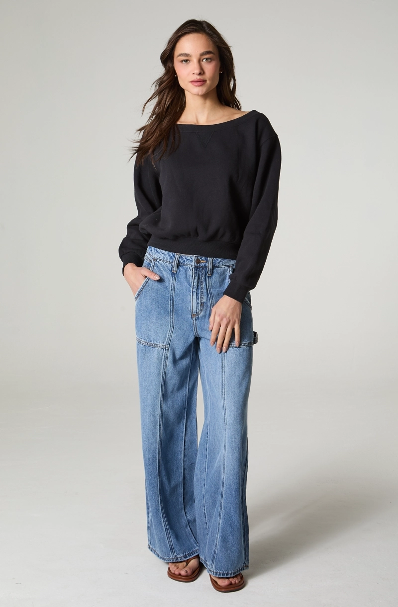 POLERON MUJER CUELLO BOTE RELAXED FIT - 1