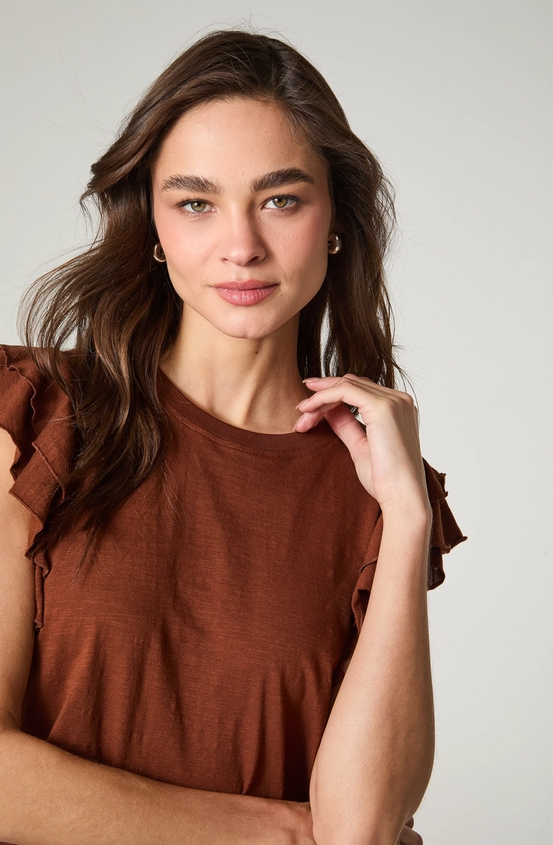 POLERA MUJER MANGA CORTA CON VUELOS REGULAR  FIT VUELOS EN MANGA - 3