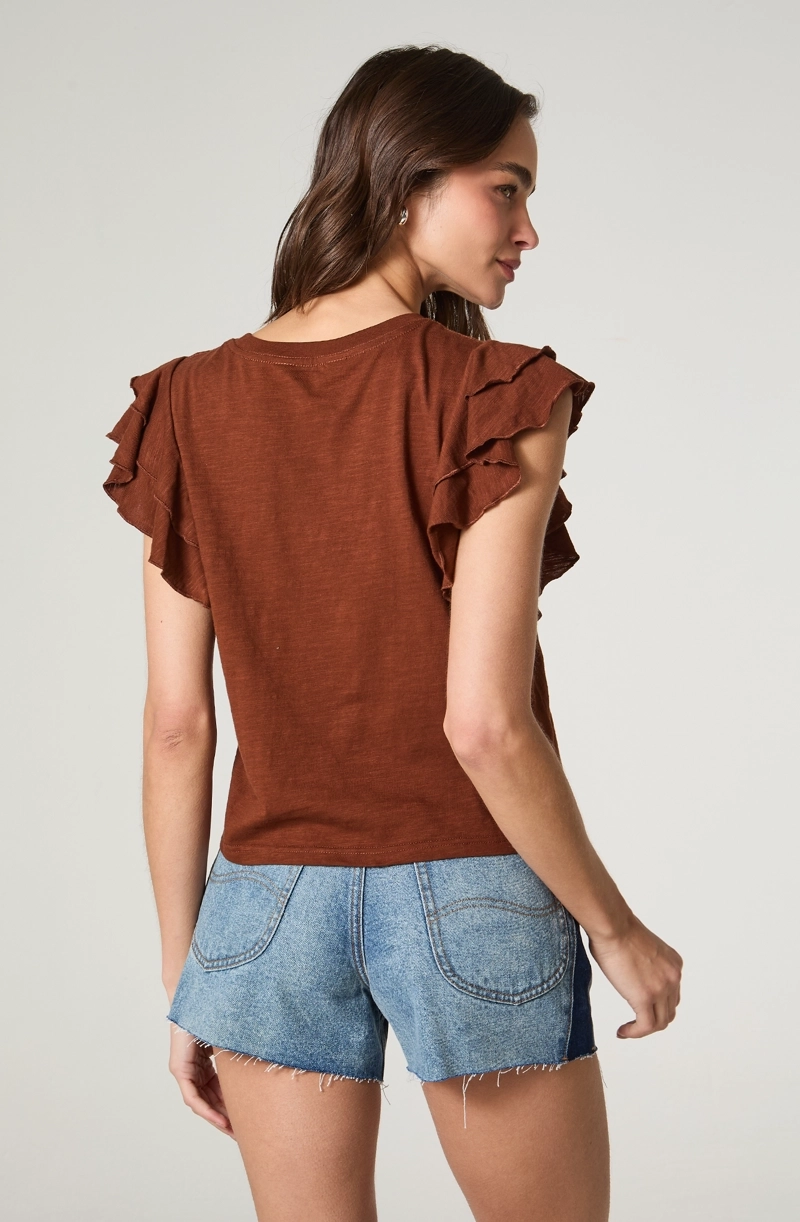 POLERA MUJER MANGA CORTA CON VUELOS REGULAR  FIT VUELOS EN MANGA - 4