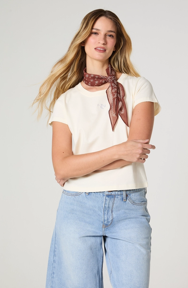 POLERA MUJER CROP MANGA CORTA REGULAR FIT 100% COTTON - 2