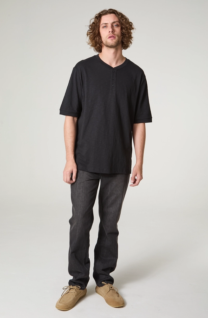 POLERA HOMBRE MANGA CORTA  HENLEY REGULAR  FIT BOTONES - 1
