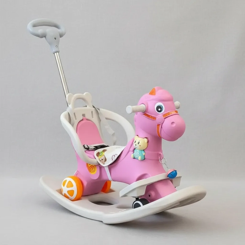 CABALLO BALANCIN MECEDOR PARA NIÑOS 4 EN 1 MUSICAL ROSA - 2