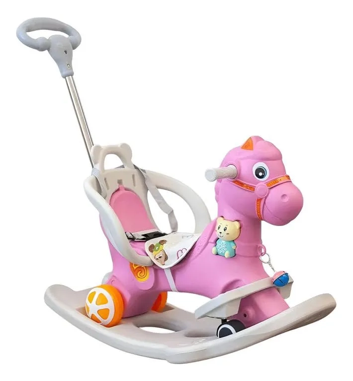 CABALLO BALANCIN MECEDOR PARA NIÑOS 4 EN 1 MUSICAL ROSA - 4