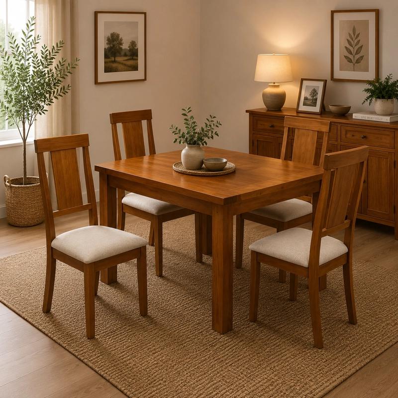 COMEDOR 4 SILLAS MUNICH COLOR CARAMELA - 1
