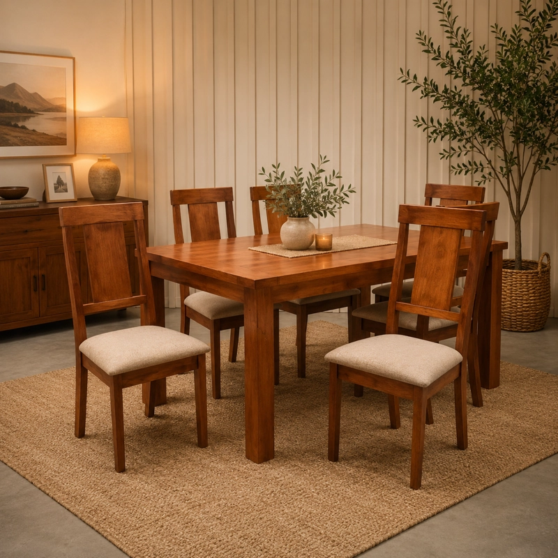 COMEDOR 6 SILLAS MUNICH COLOR CARAMELA - 1