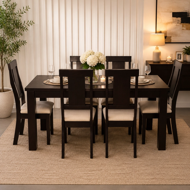 COMEDOR 6 SILLAS MUNICH COLOR CHOCOLATE - 3