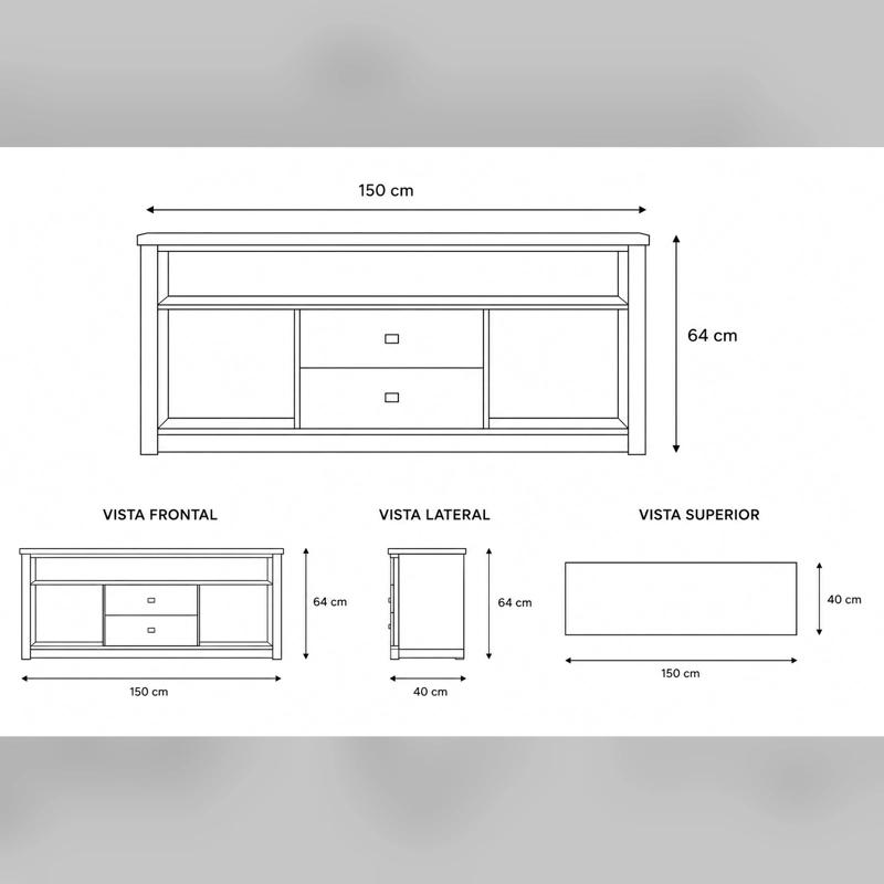 RACK TV BOSTON 150 CM COLOR CHOCOLATE - 4