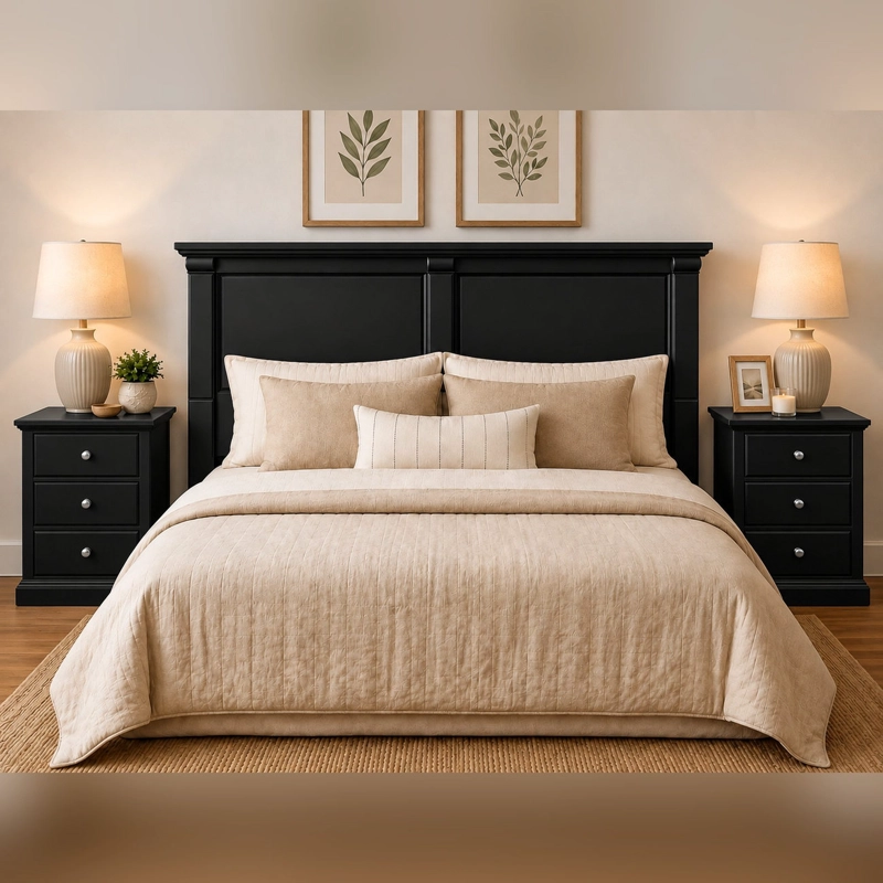 RESPALDO CAMA 2 PLAZAS MUNICH COLOR NEGRO HEIM STORE - 1