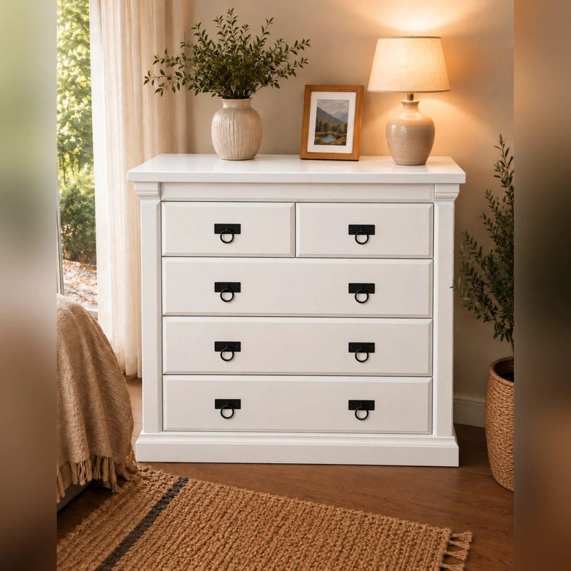 COMODA MUNICH 5 CAJONES COLOR BLANCO HEIM STORE - 1