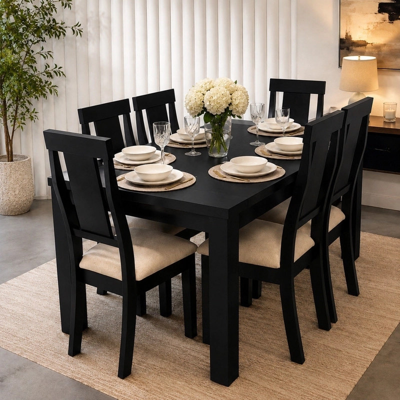 COMEDOR 6 SILLAS MUNICH COLOR NEGRO HEIM STORE - 1