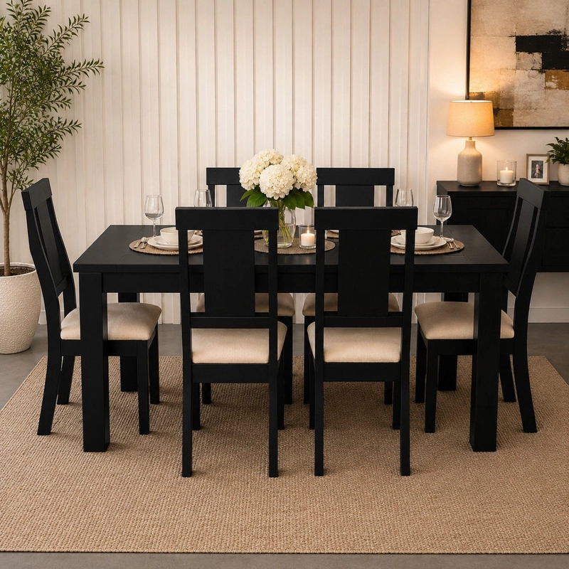 COMEDOR 6 SILLAS MUNICH COLOR NEGRO HEIM STORE - 2