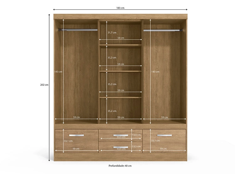 CLOSET RIPLEY HOME S453 4 PUERTAS 4 CAJONES CAFÉ CLARO - 4
