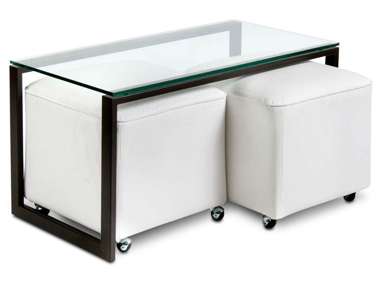 SET CLAVIJO DESIGN MESA DE CENTRO METAL + 2 POUFS - 1