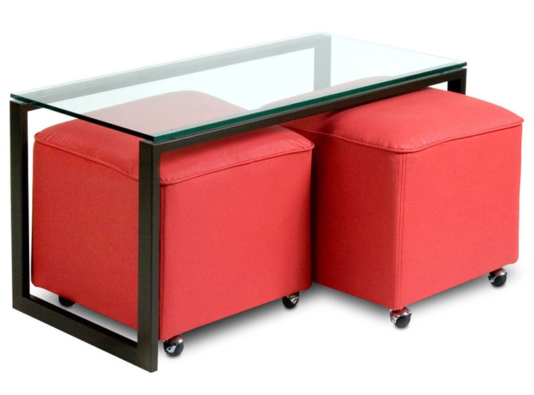 SET CLAVIJO DESIGN MESA DE CENTRO METAL + 2 POUFS