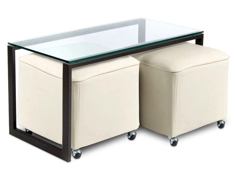 SET CLAVIJO DESIGN MESA DE CENTRO METAL + 2 POUFS - 1