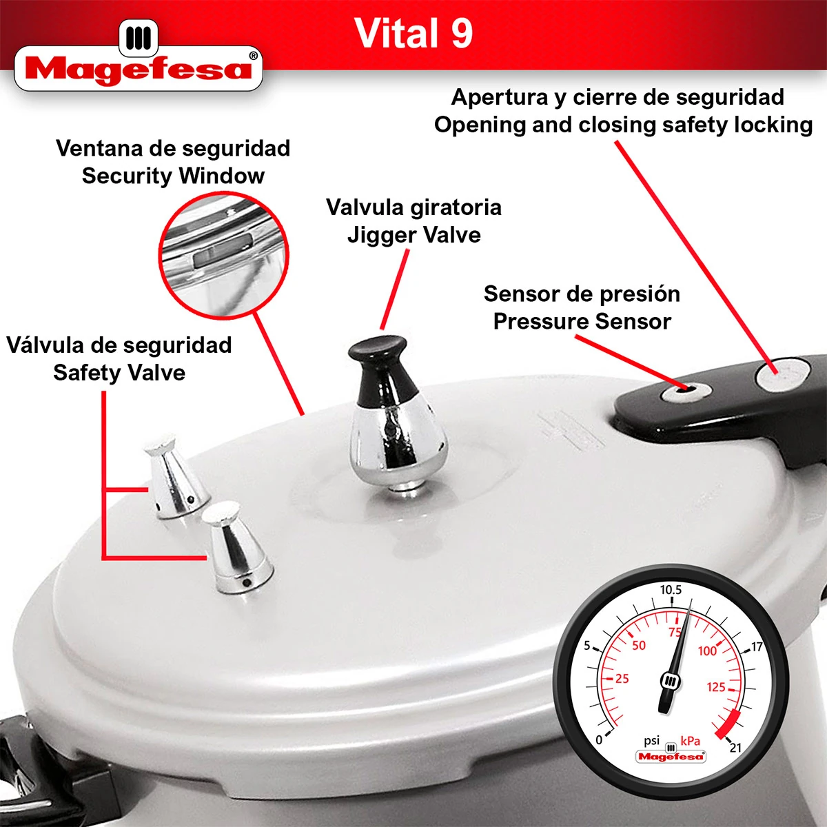 OLLA A PRESIÓN MAGEFESA VITAL 9 L - 6