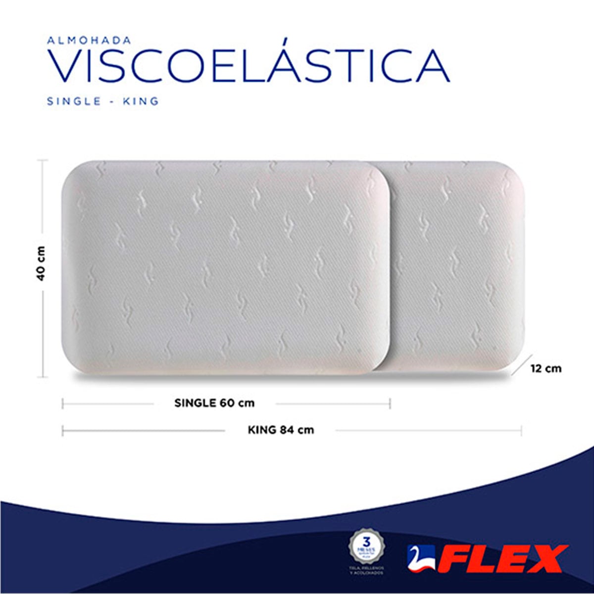 ALMOHADA FLEX VISCOELASTICA BANANA 84 X 40 CM BLANCO - 6