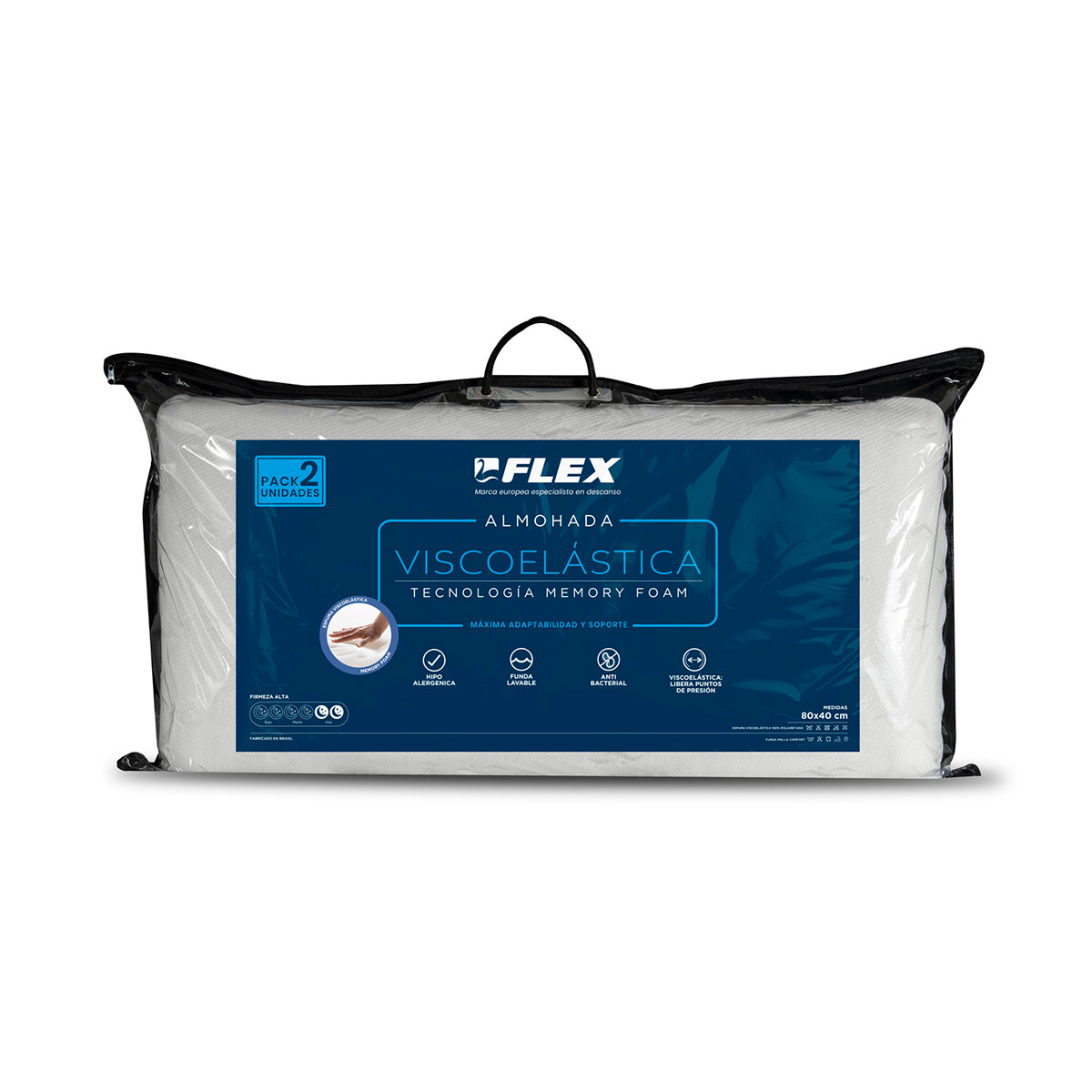 SET ALMOHADAS FLEX VISCOELASTICA 84 X 40 CM BLANCO - 1