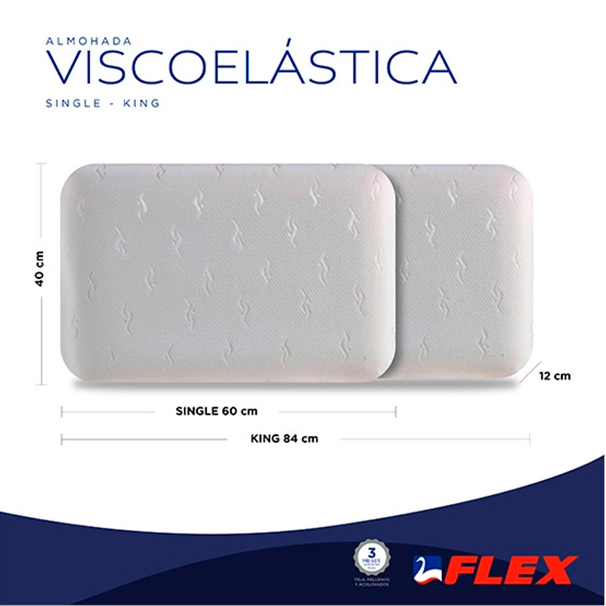 SET ALMOHADAS FLEX VISCOELASTICA 84 X 40 CM BLANCO - 5