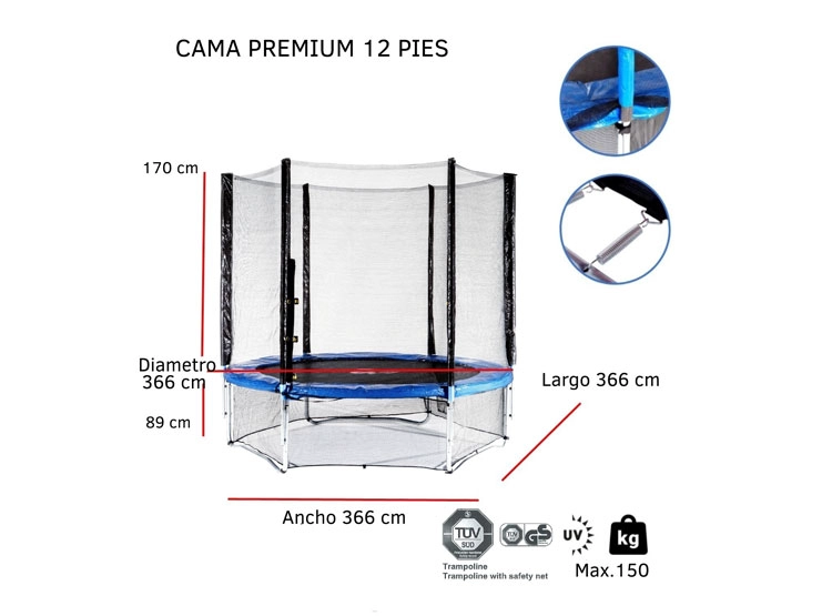 CAMA ELASTICA KIDSCOOL 3.66 MT (12 PIES) - 10