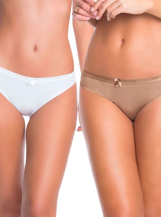 PACK X2 CALZÓN MUJER INTIME ALGODÓN BIKINI ELASTICADO - 1