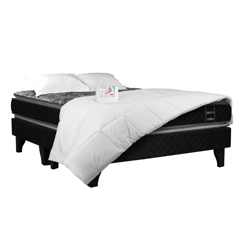 JUEGO DE DORMITORIO CELTA CAMA EUROPEA TERAPEUTIC BD 2 PLAZAS + TEXTIL - 1