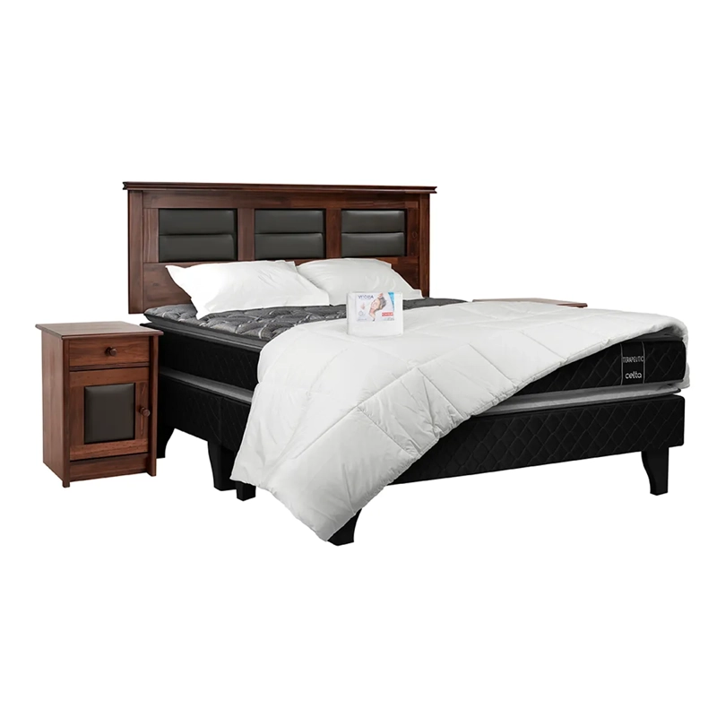 JUEGO DE DORMITORIO CELTA CAMA EUROPEA TERAPEUTIC BD 2 PLAZAS + TEXTIL + MUEBLES VILLAREAL - 1