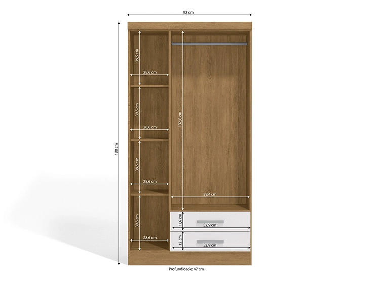 CLOSET RIPLEY HOME S443 CARVALLE 3 PUERTAS 2 CAJONES BLANCO - 3