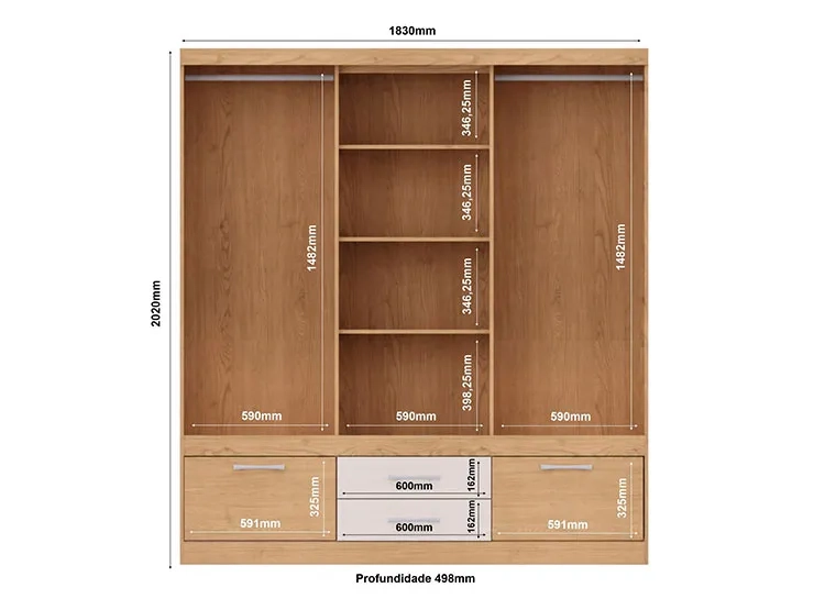 CLOSET RIPLEY HOME S453 ASPEN CARVALLE 4 PUERTAS 4 CAJONES - 4
