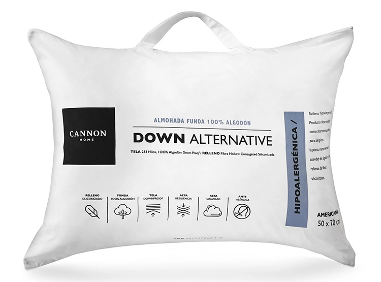 ALMOHADA CANNON DOWN ALTERNATIVE 70 X 50 CM ALGODÓN BLANCO - 1