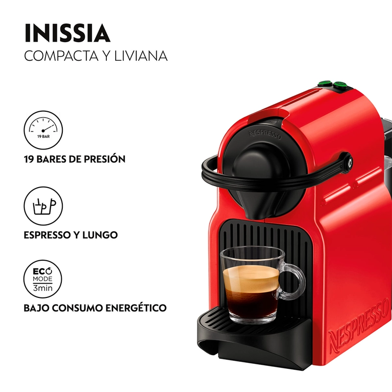 CAFETERA NESPRESSO CÁPSULA INISSIA C40 ROJO - 4