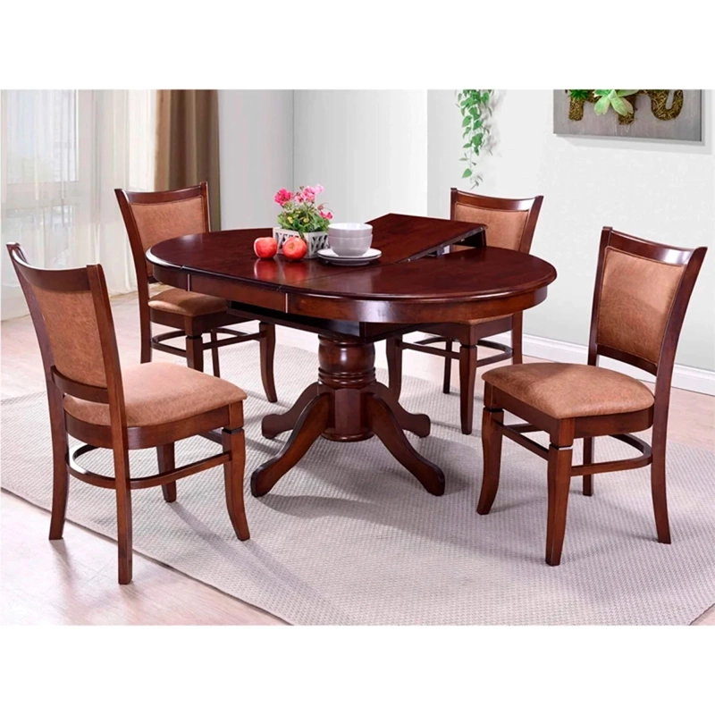 JUEGO DE COMEDOR RIPLEY HOME LYON EXTENSIBLE 4 SILLAS CAFÉ - 1