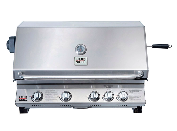 PARRILLA A GAS BBQ GRILL KANSAS EMPOTRADA 4 QUEMADORES ACERO - 1